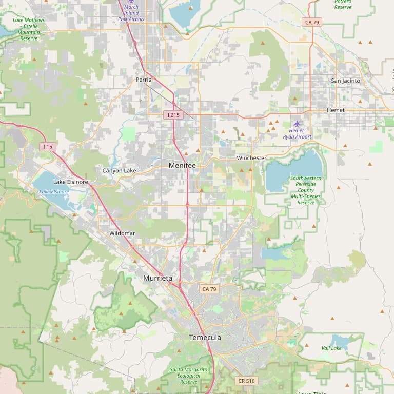 Map showing Murrieta, French Valley, Winchester, and northern Temecula